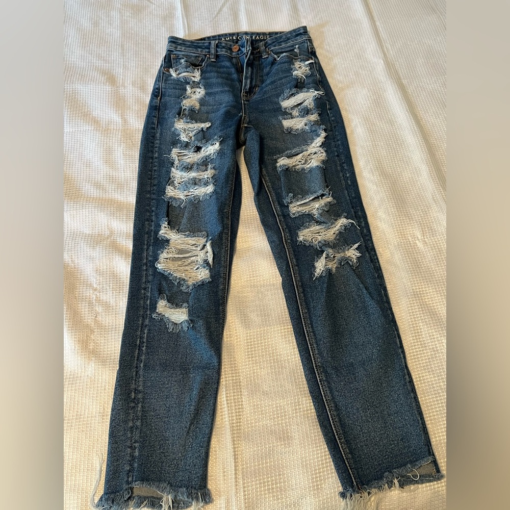 American Eagle Outfitters Ripped Dark Blue Skinny Jeans